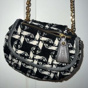 Juicy Couture black and white Channel Style Purse with metal strap